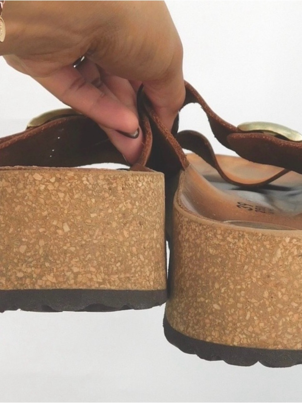 Papillio by‎ Birkenstock Almina Nubuck Platform Sandal 39 EU Pecan Leather - Picture 6 of 7